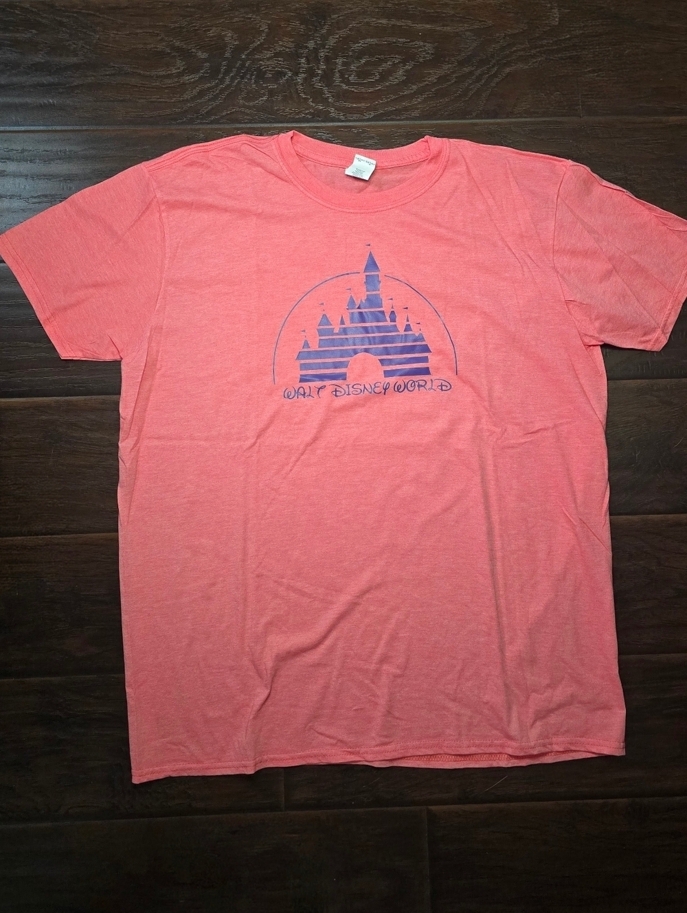 Walt Disney World Coral Pink Short Sleeve Casual Tee Shirt XL